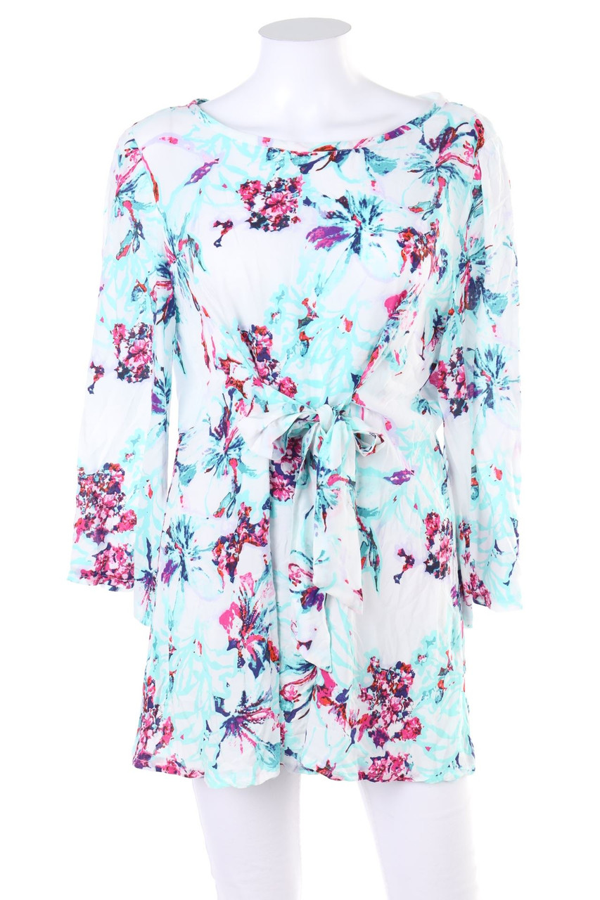 Ohne Label - Bluse mit Blumen-Print zum Knoten - L