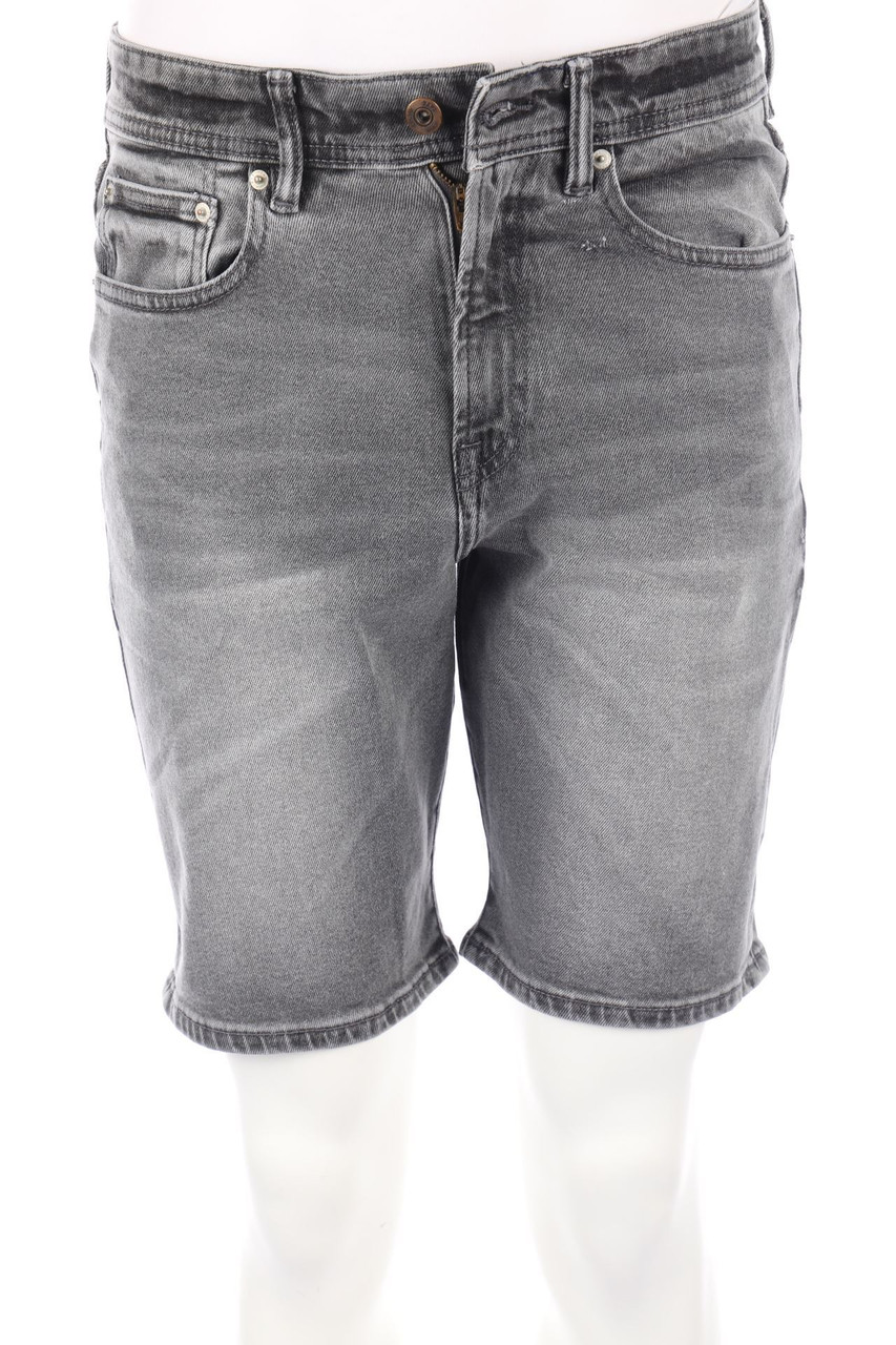 ZARA MAN - Distressed Jeans-Shorts mit Logo-Patch - W30