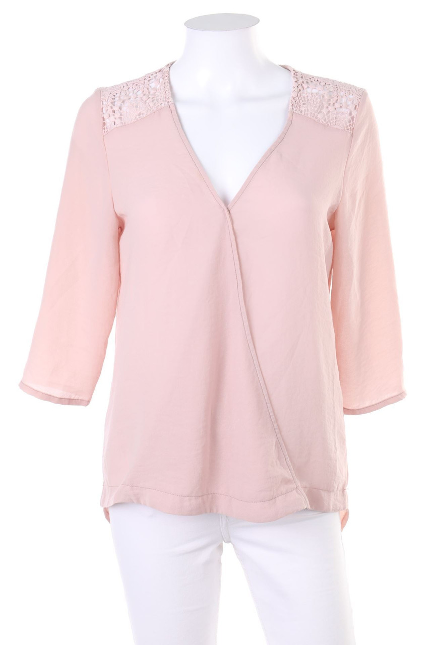 ANNA FIELD - Bluse in Wickel-Optik mit Spitze - D 36