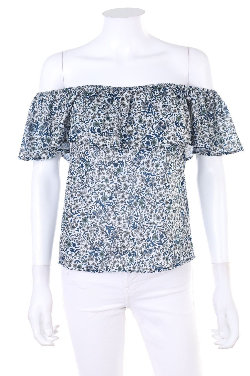 H&M - Carmen-Kurzarm-Bluse mit Blumen-Print - XS
