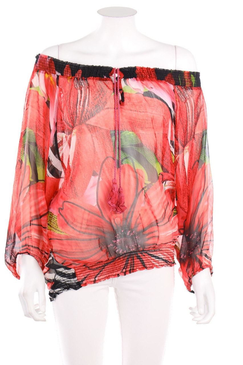 Desigual - Print-Carmen-Bluse mit Quasten - L