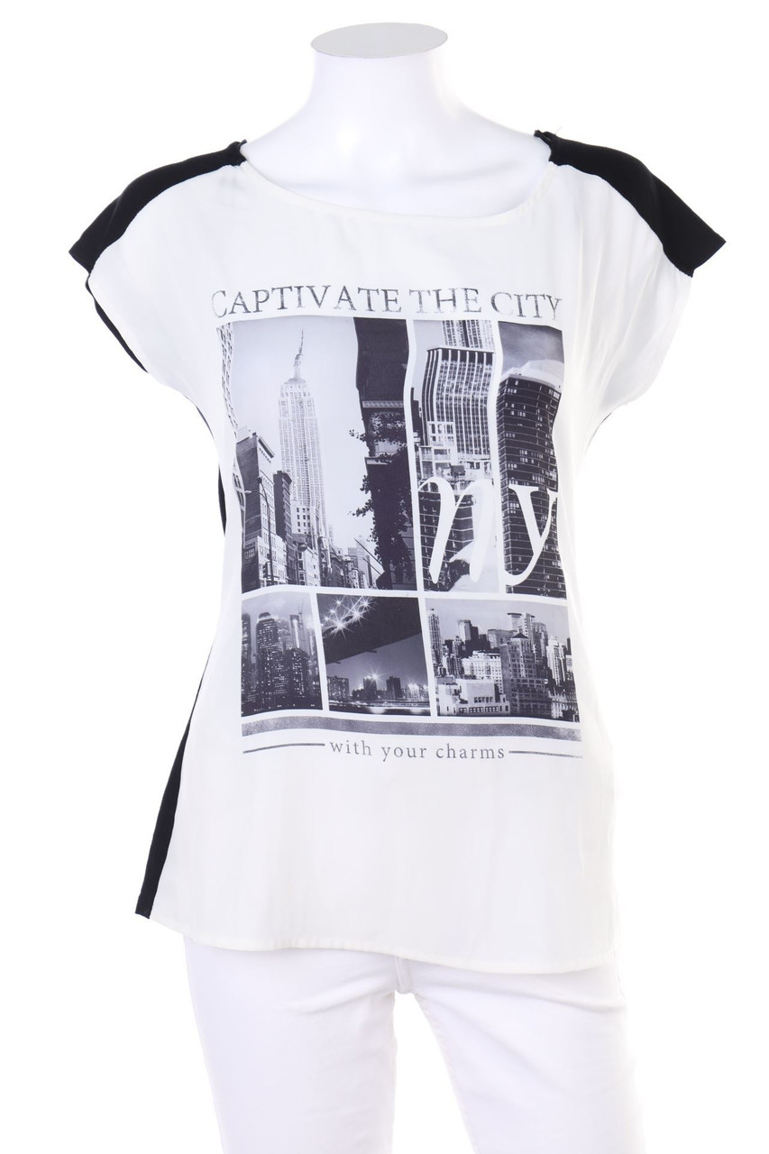 CAMAÏEU - Kurzarm-Shirt mit Print - D 34