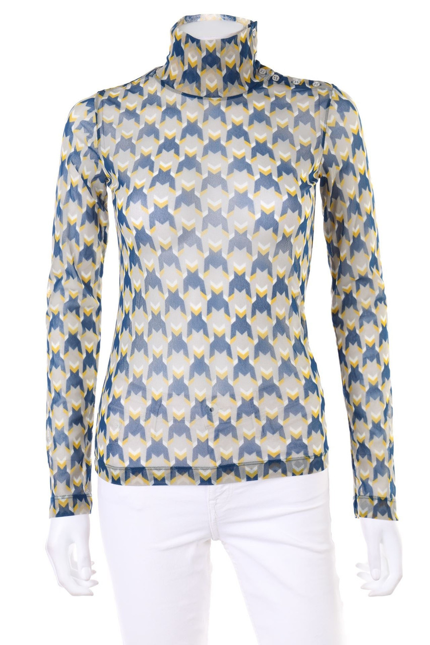 MEXX - Mesh-Longsleeve-Shirt mit Geo-Print mit Kragen - S