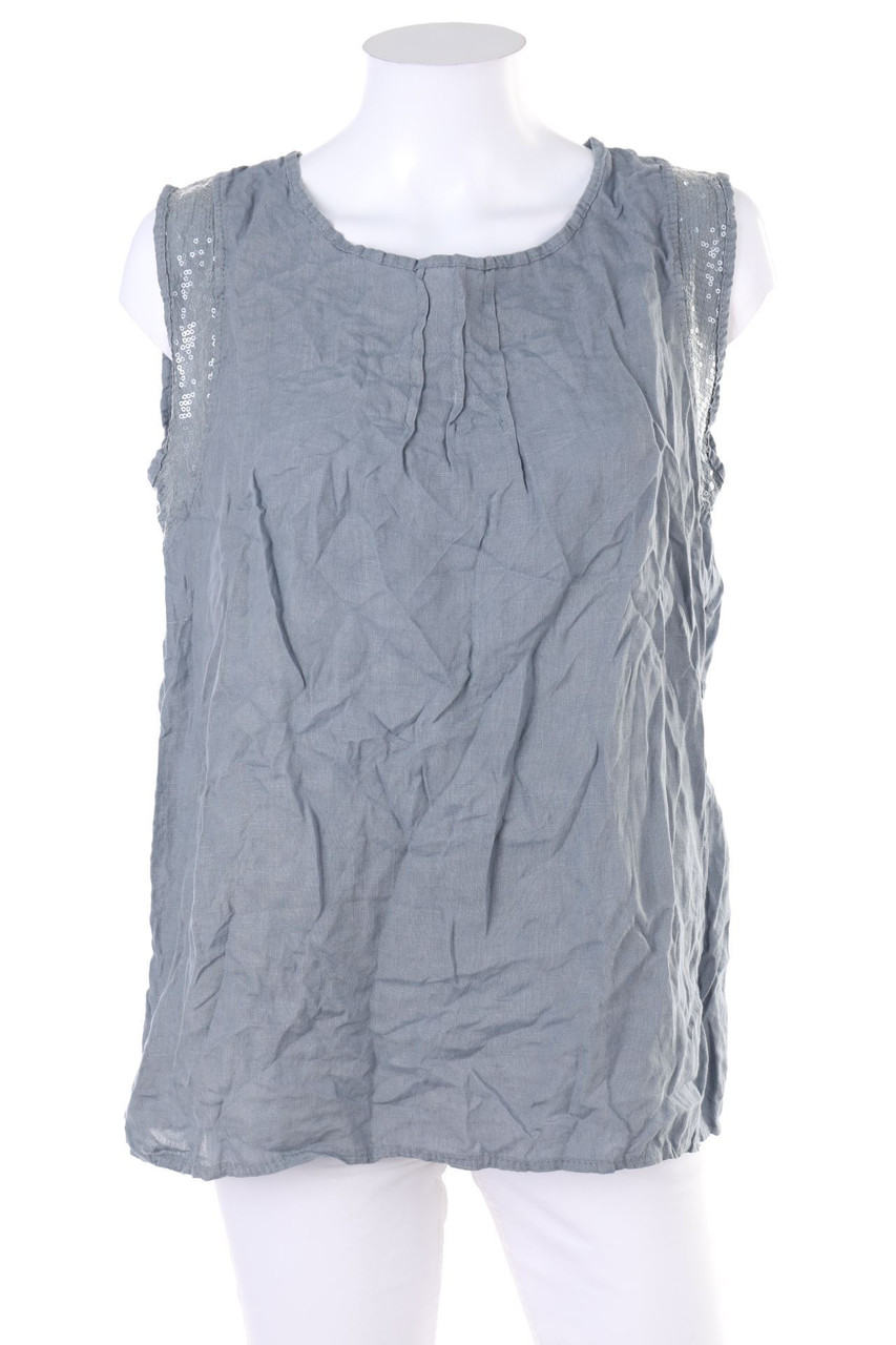 SECONDHAND - Blusentop aus Leinen mit Pailletten - M