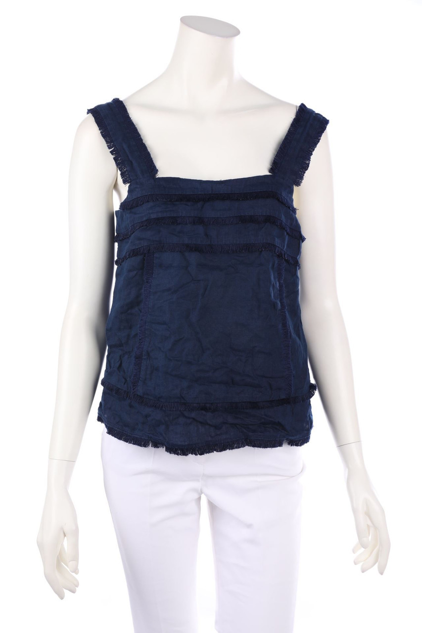 J.CREW - Blusentop aus Leinen mit Fransen - D 32