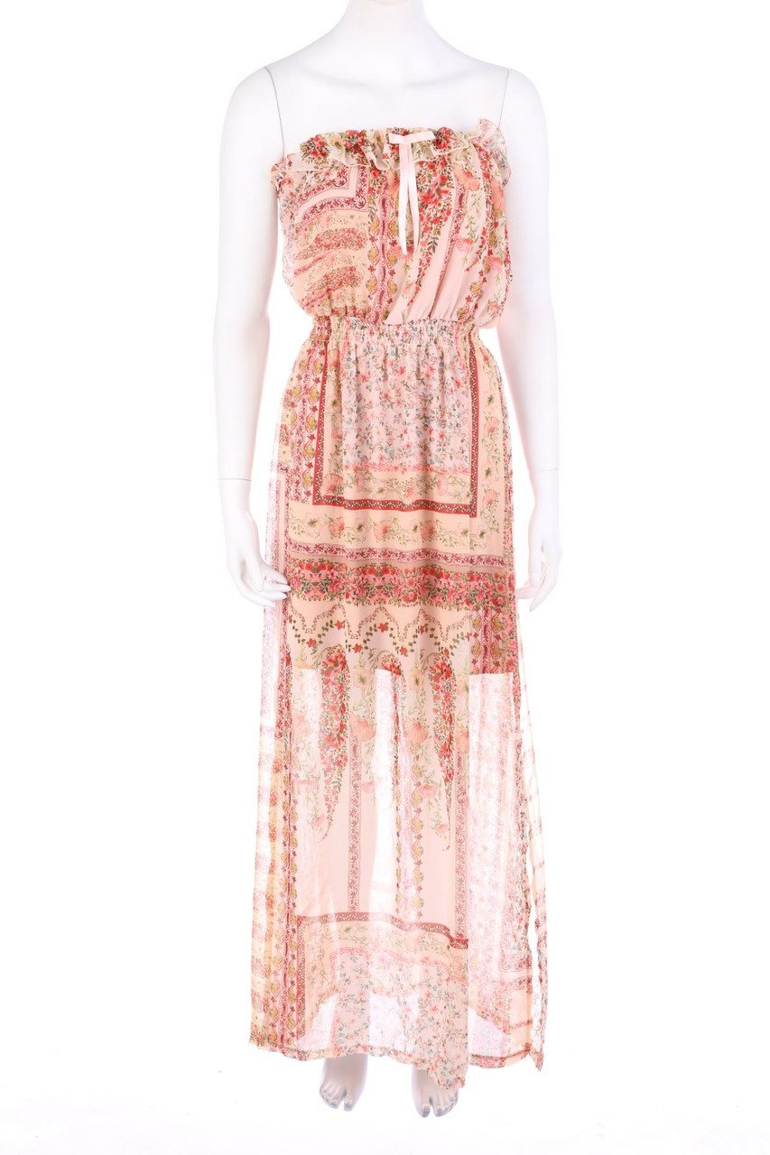 NUNA LIE - Bandeau-Maxi-Kleid mit floralem Muster - L