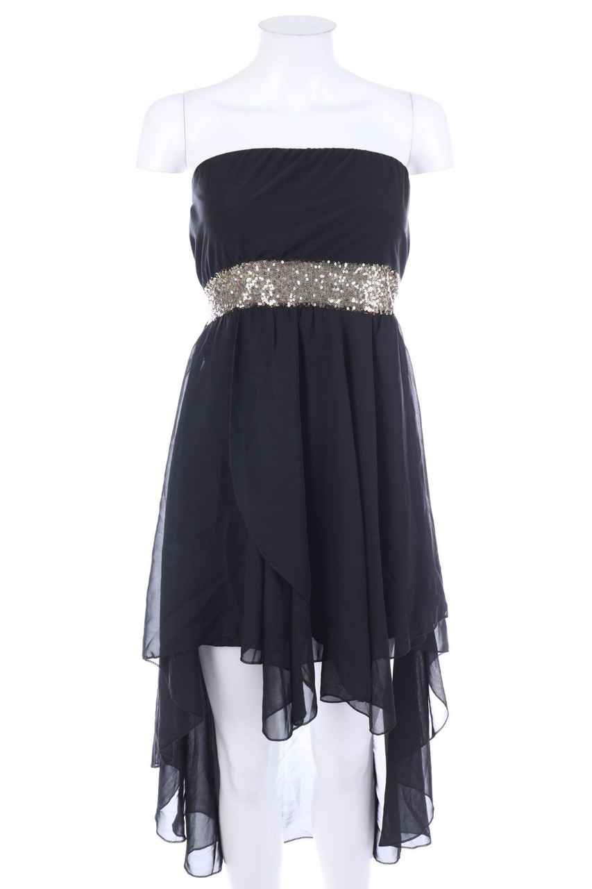 Ohne Label - Vokuhila-Kleid mit Pailletten - S