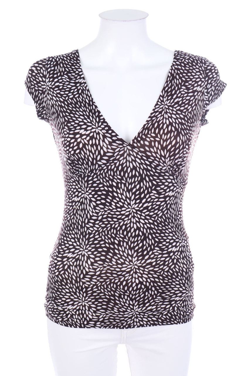 AMISU - Kurzarm-Bluse mit Print - M