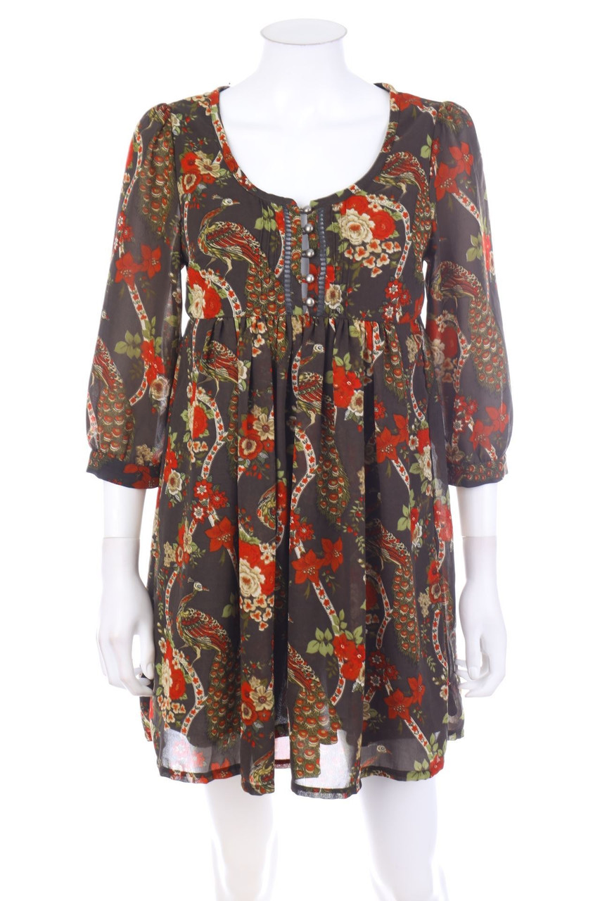 H&M - Boho-Minikleid mit Blumen-Print - D 36