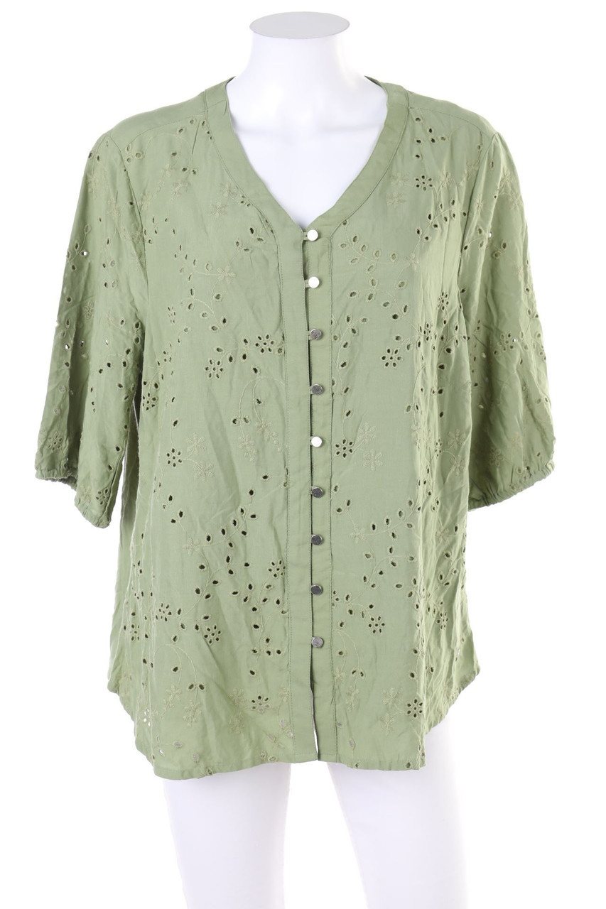 Gia CURVES - Bluse mit 3/4-Ärmel mit Lochspitze - S