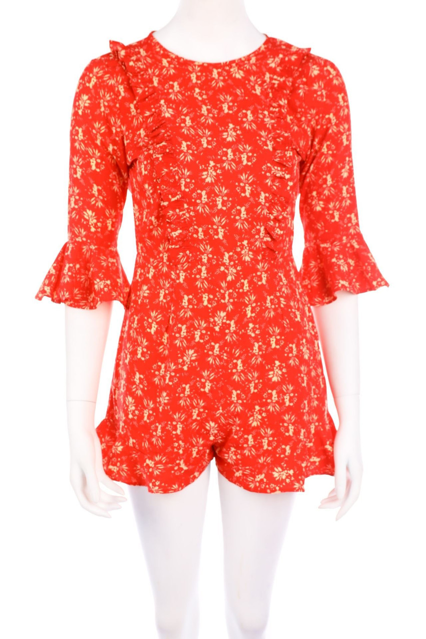 TOPSHOP - Volants-Playsuit mit tiefem Rückenausschnitt - D 34