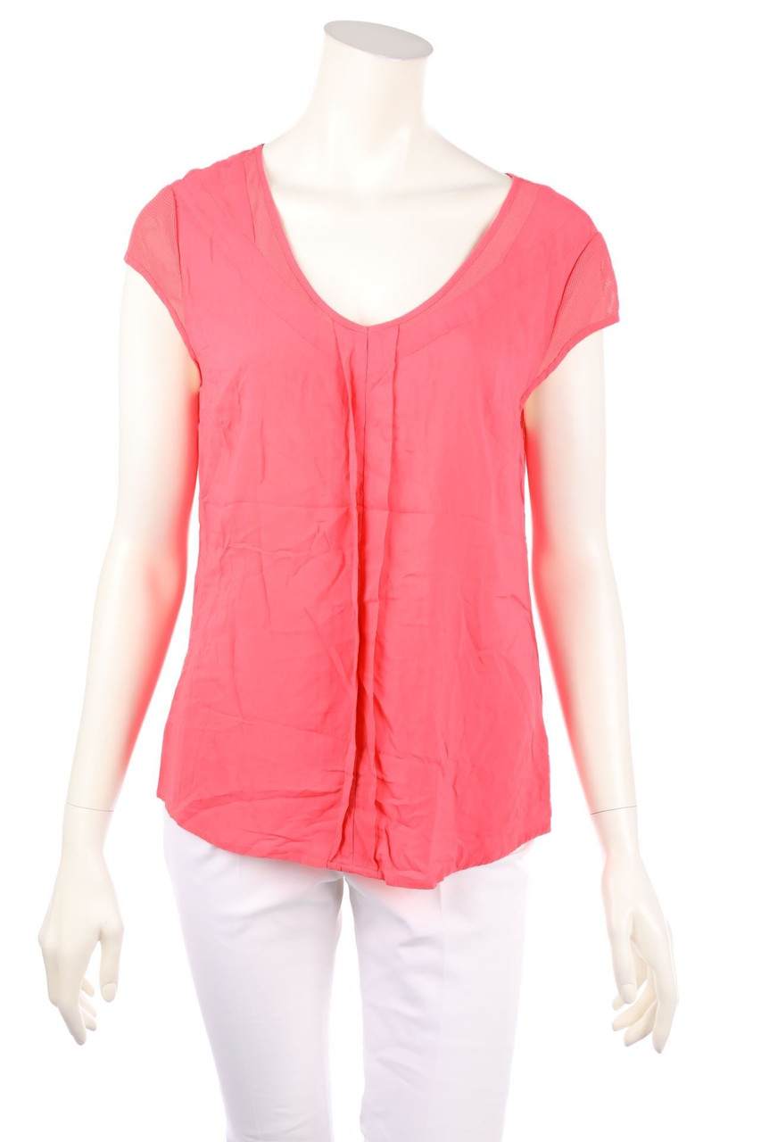 comma - Kurzarm-Bluse mit Keyhole - D 36