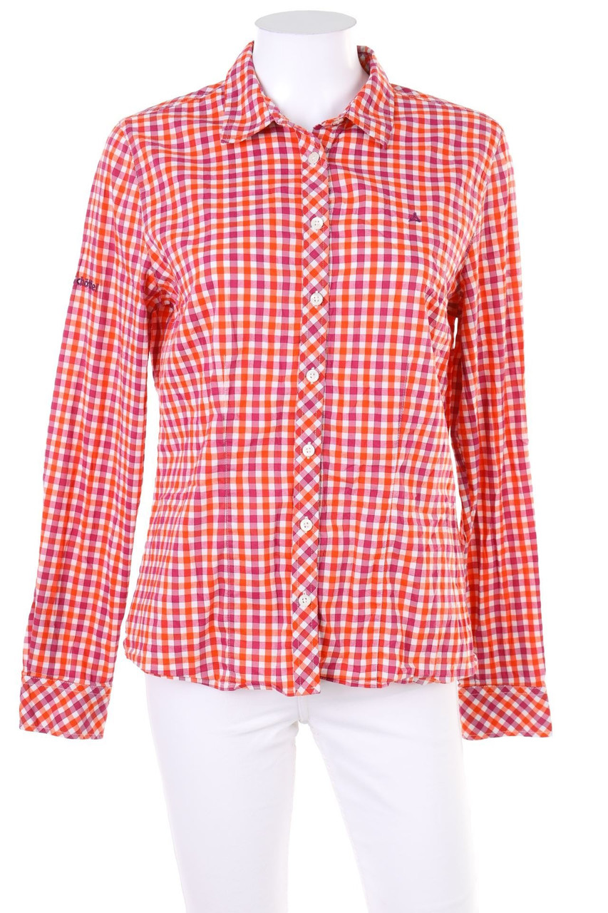 Schöffel - Karo-Hemd-Bluse mit Logo-Stickerei - D 40