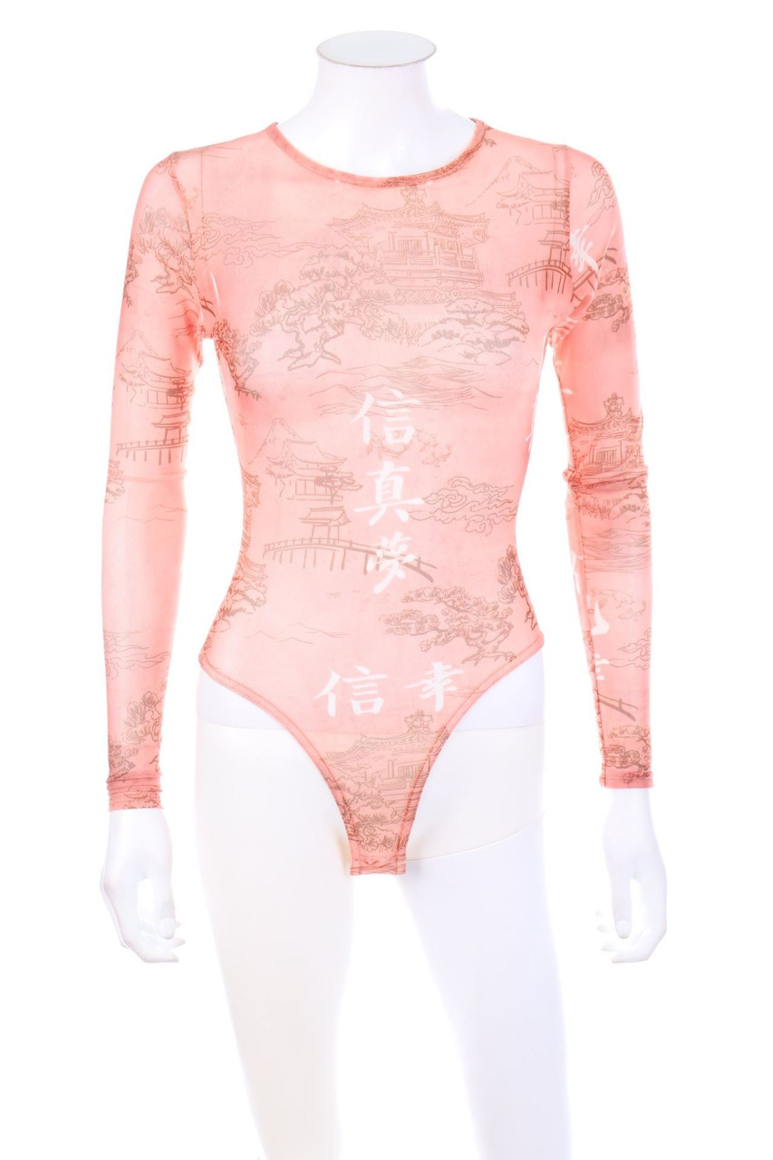 PRETTYLITTLETHING - Mesh-Body mit Print - D 36