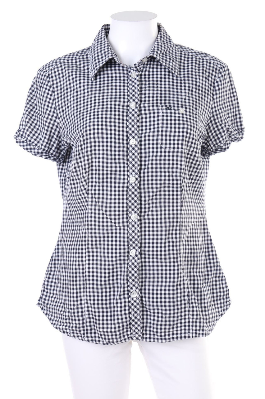 Q/S designed by s.Oliver - Karo-Hemd-Bluse mit kurzem Ärmel - D 40