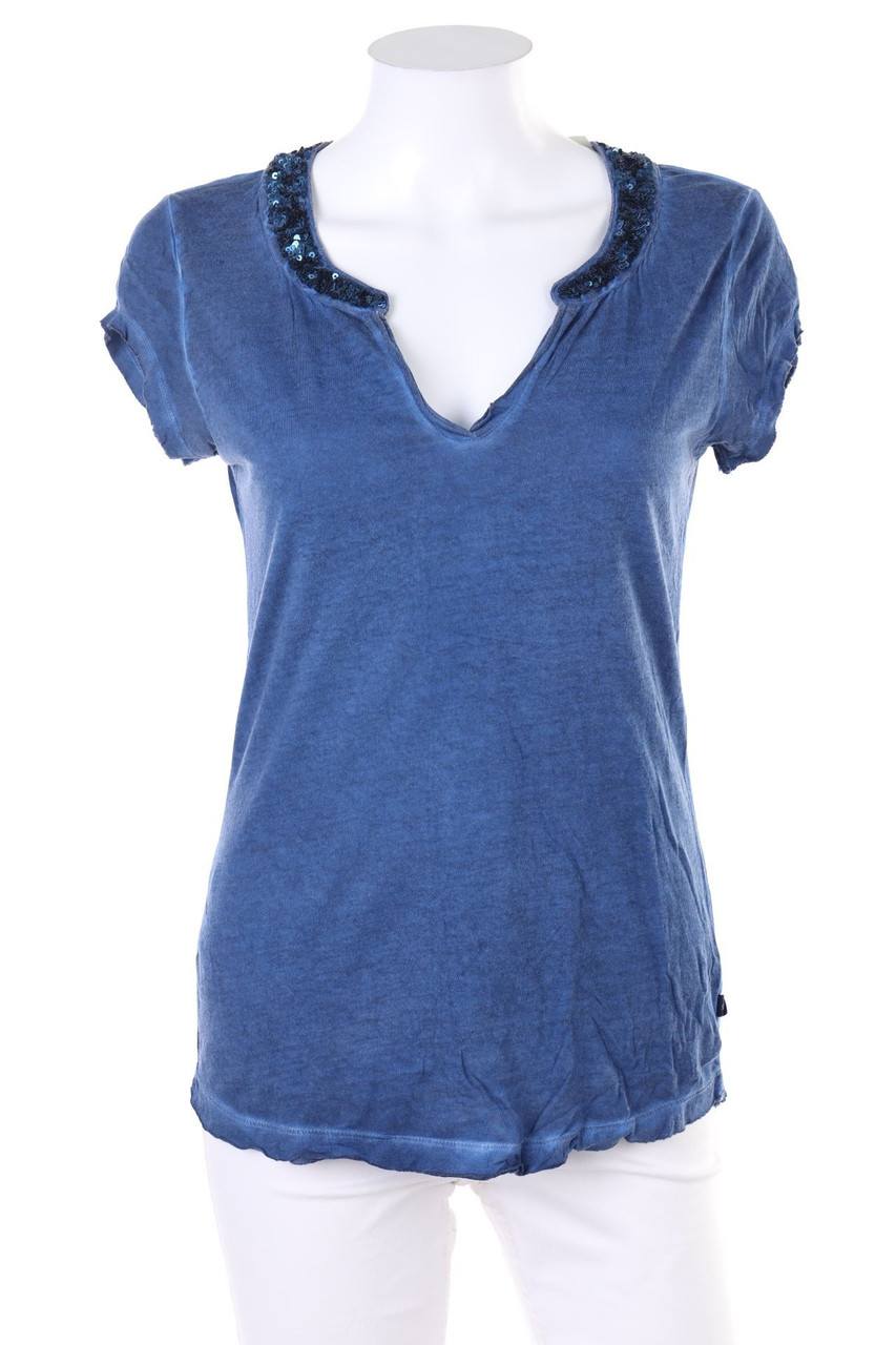 s.Oliver - Garment Dyed-Kurzarm-Shirt mit Pailletten - XS