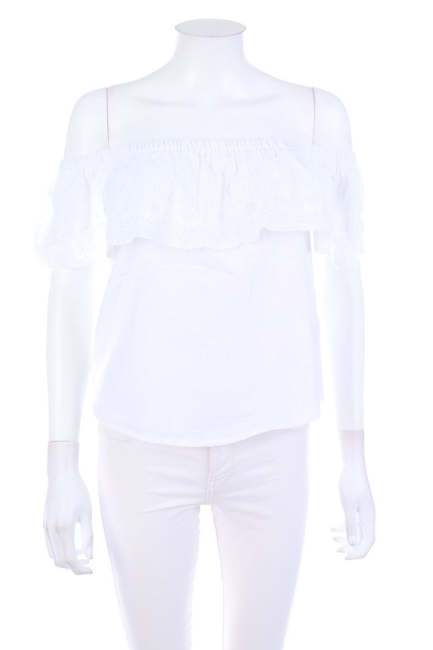 Hailys - Volants-Carmen-Bluse mit Spitze - S