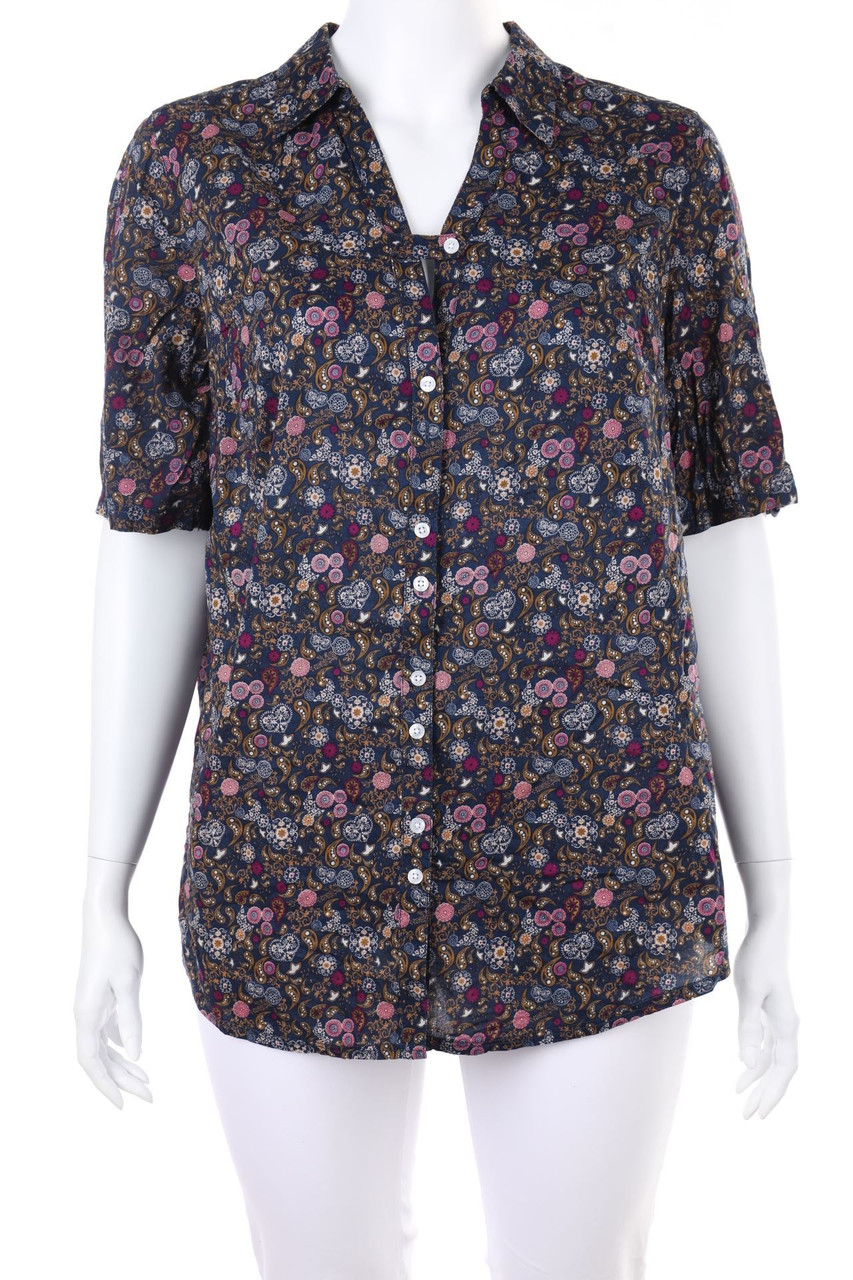 Ulla Popken - Kurzarm-Bluse mit Ethno-Print - D 50-52