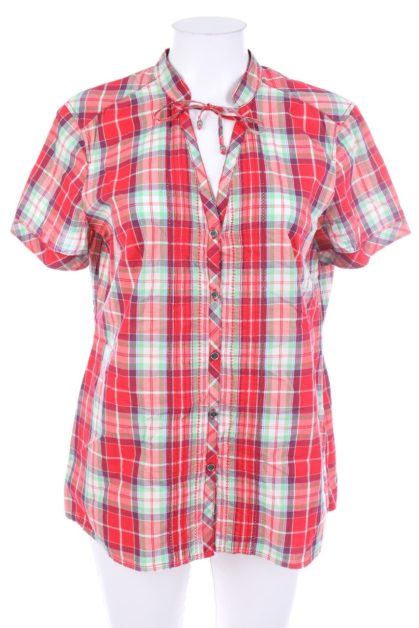 ESPRIT - Kurzarm-Bluse mit Karo-Muster - D 42