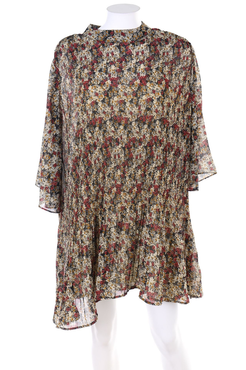 ZARA - Plissee-Kleid mit floralem Muster - M