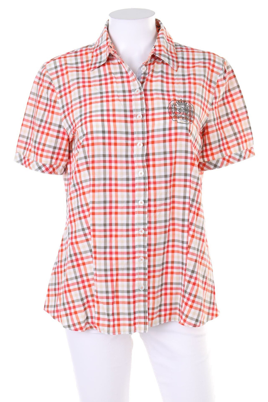 GERRY WEBER - Karo-Hemd-Bluse mit kurzem Ärmel - D 40