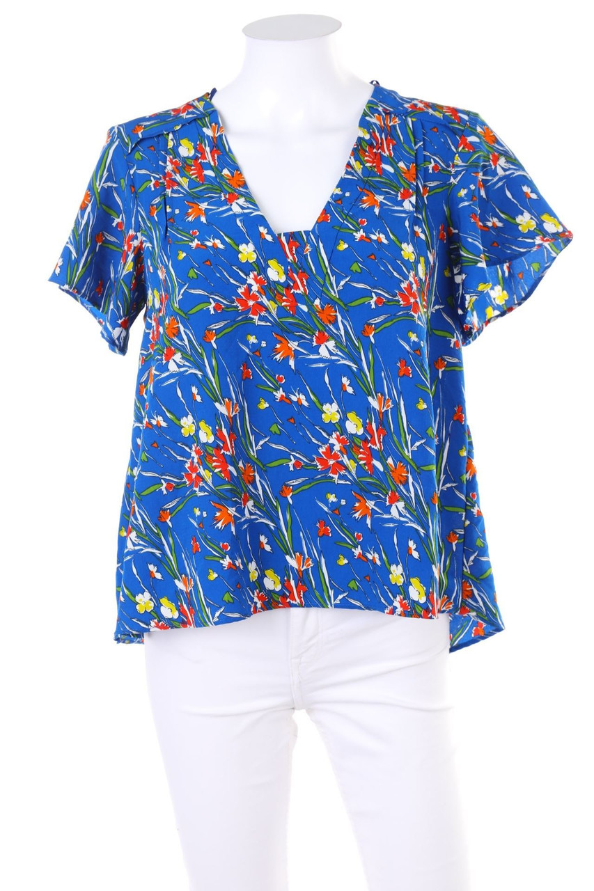 ZARA - Kurzarm-Bluse mit Blumen-Print - M