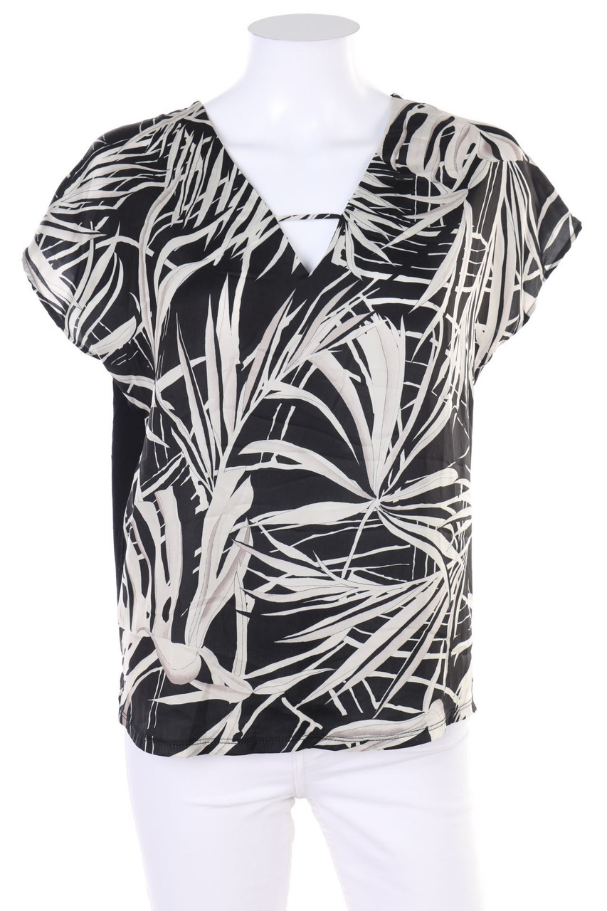 MANGO - Print-Kurzarm-Bluse mit Keyhole - XS