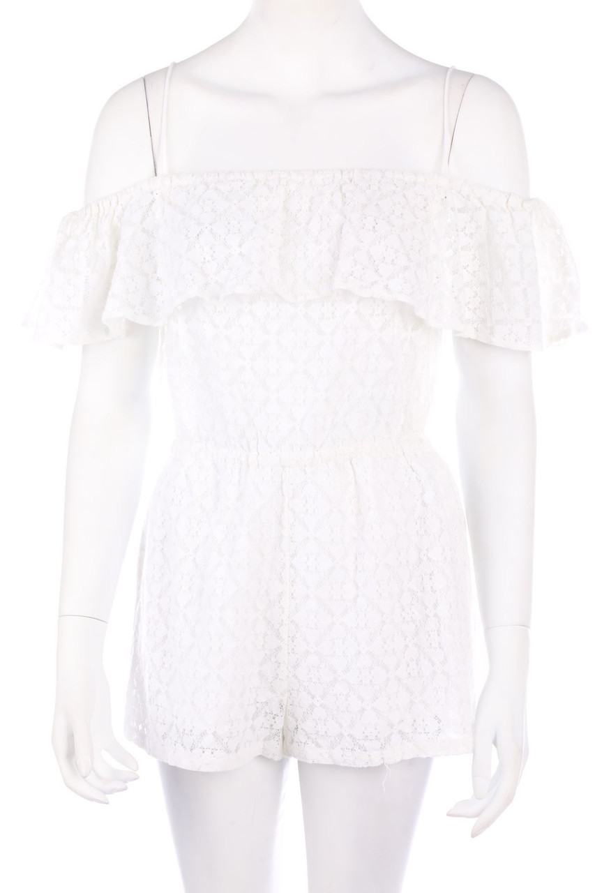 OYSHO - Cold-Shoulder-Playsuit aus Spitze - M