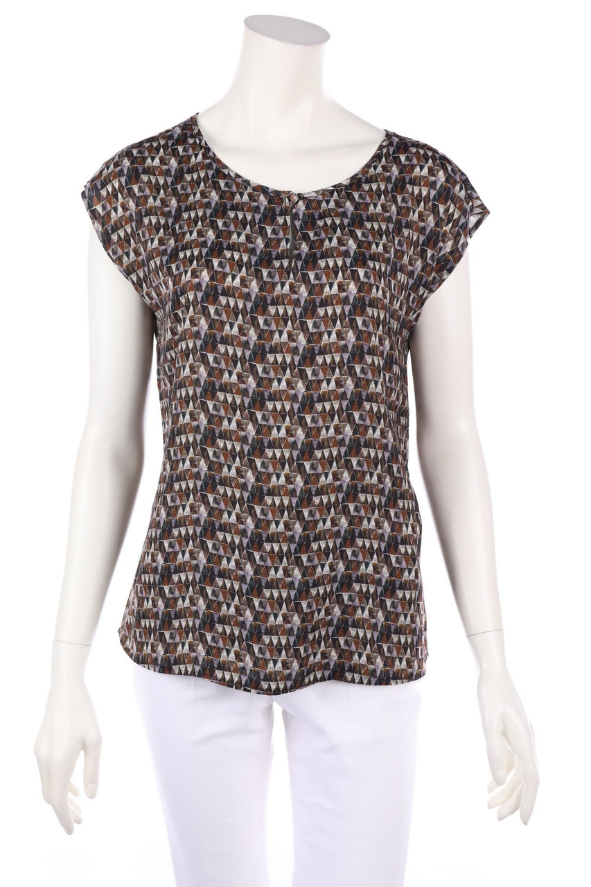TAIFUN - Kurzarm-Bluse mit Geo-Print - L