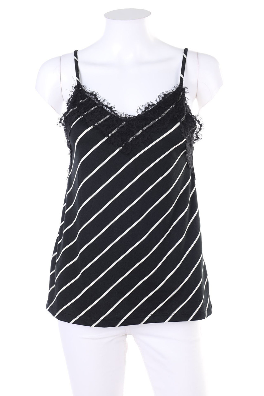 AMISU - Streifen-Top mit Spitze - XS