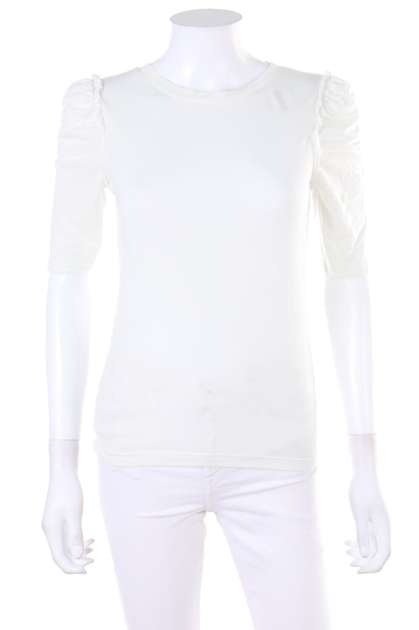 Ohne Label - Kurzarm-Shirt mit Raffungen - S