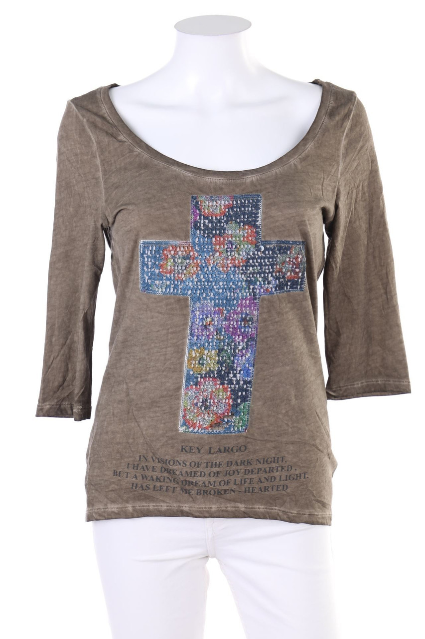 KEY LARGO - Garment Dyed-3/4-Arm-Shirt mit Pailletten - S