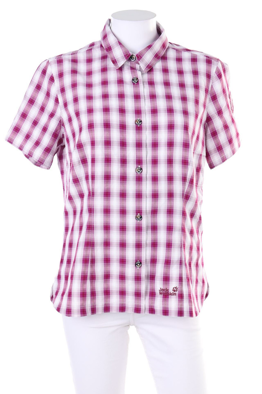 Jack Wolfskin - Karo-Hemd-Bluse mit kurzem Ärmel - M