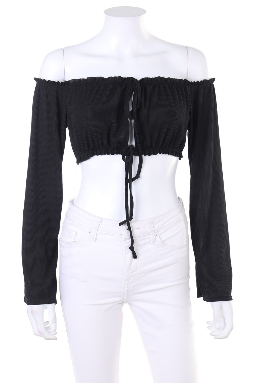 Boohoo - Cropped-Longsleeve-Shirt mit Rüschen - D 40