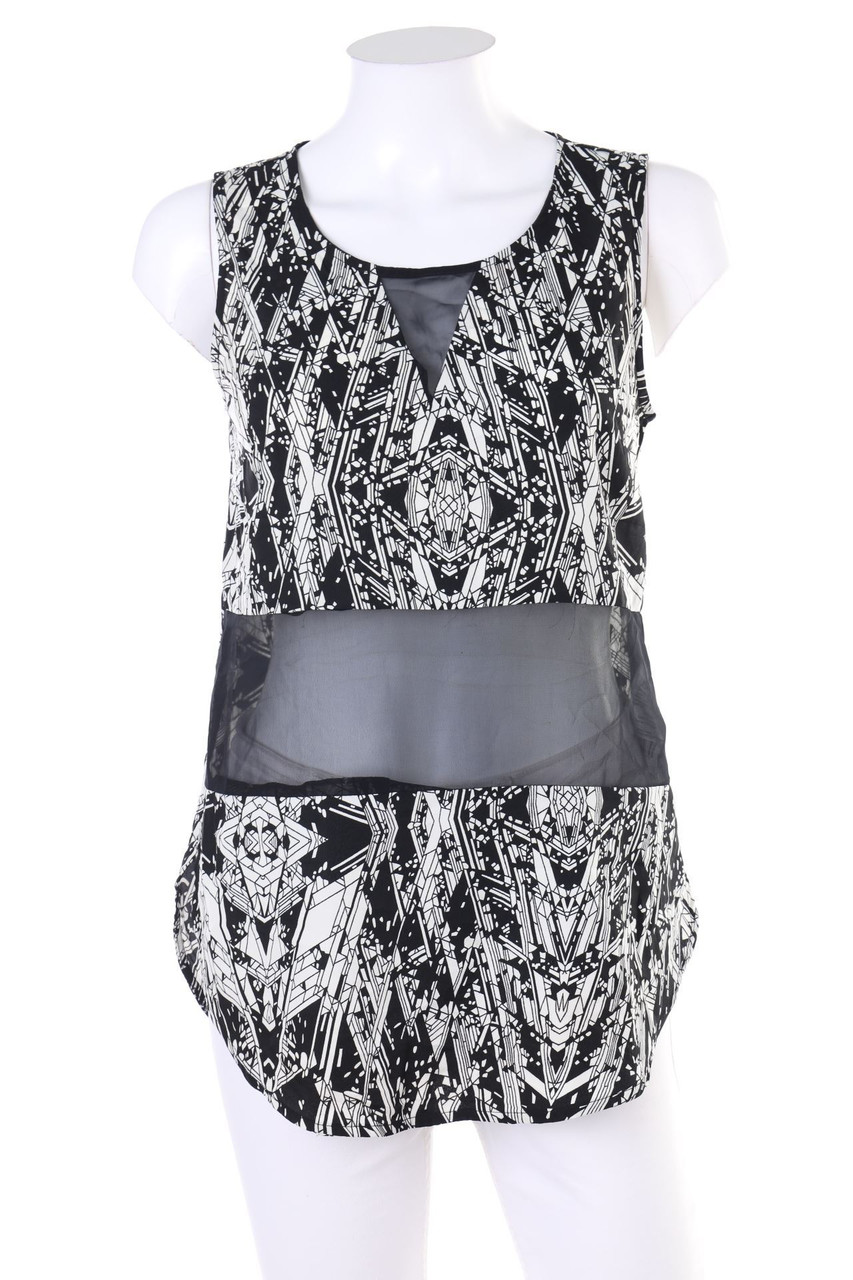 Noisy May - Print-Blusentop mit Mesh-Einsatz - S