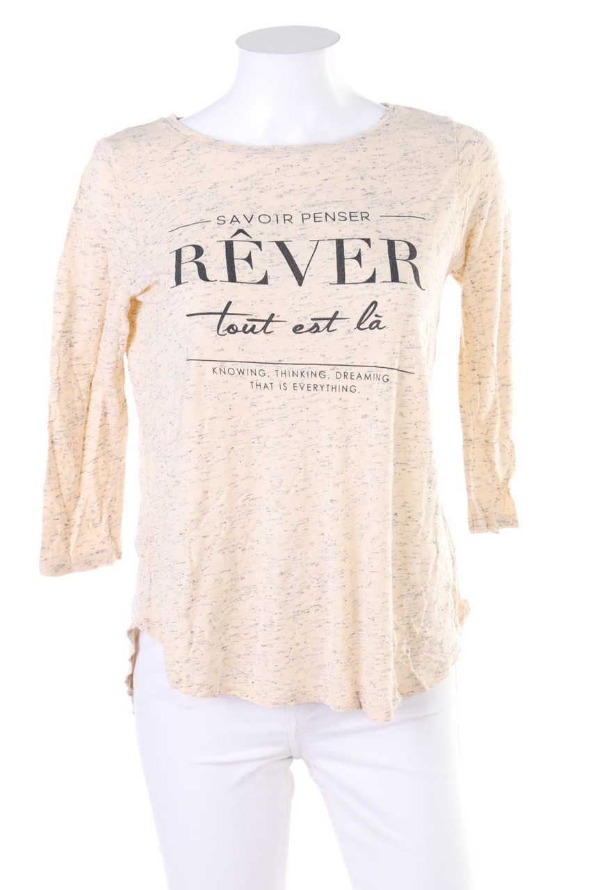 AMISU - 3/4-Arm-Shirt mit Statement-Print - S