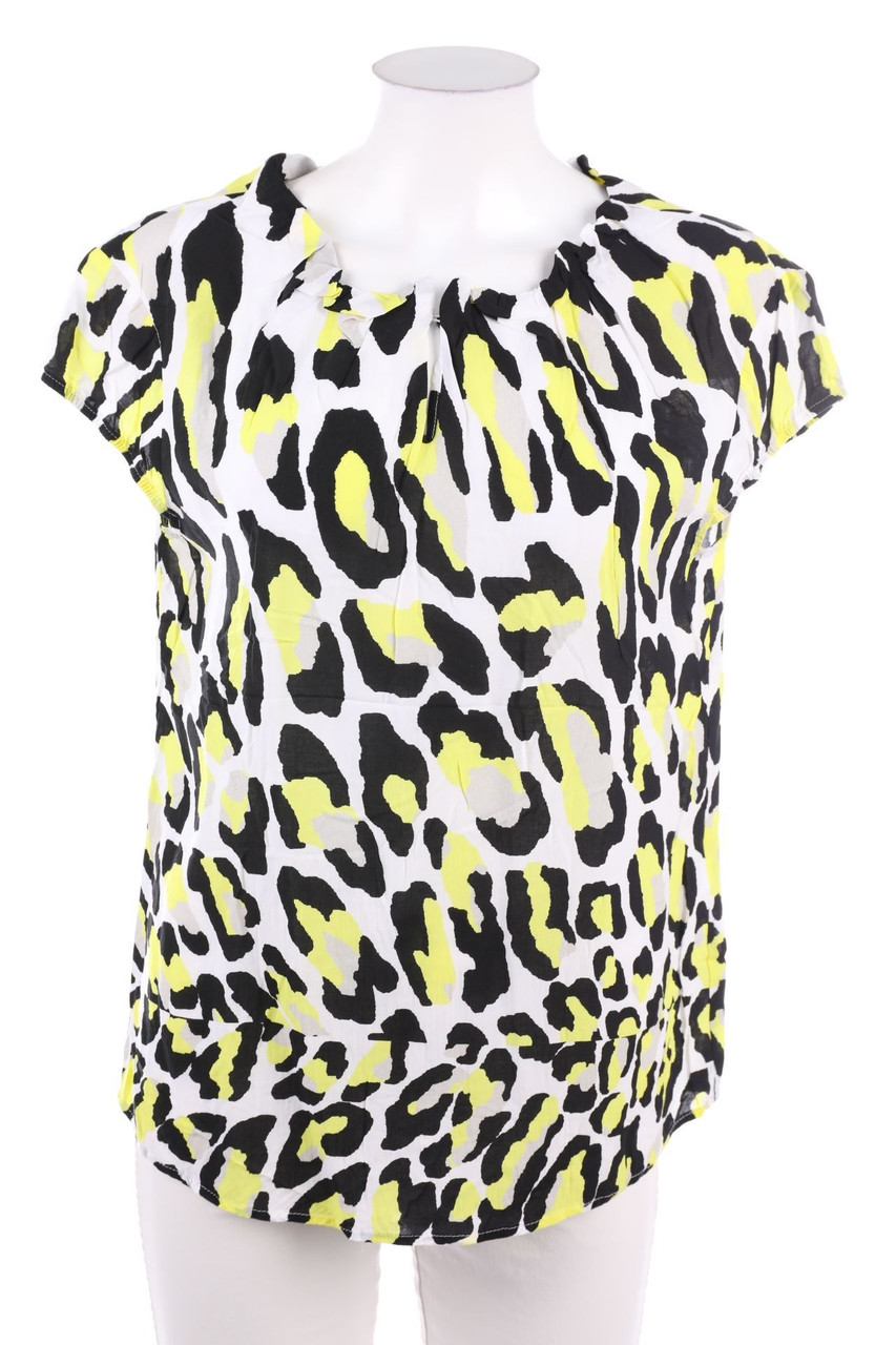 faber - Kurzarm-Bluse mit Print - D 38