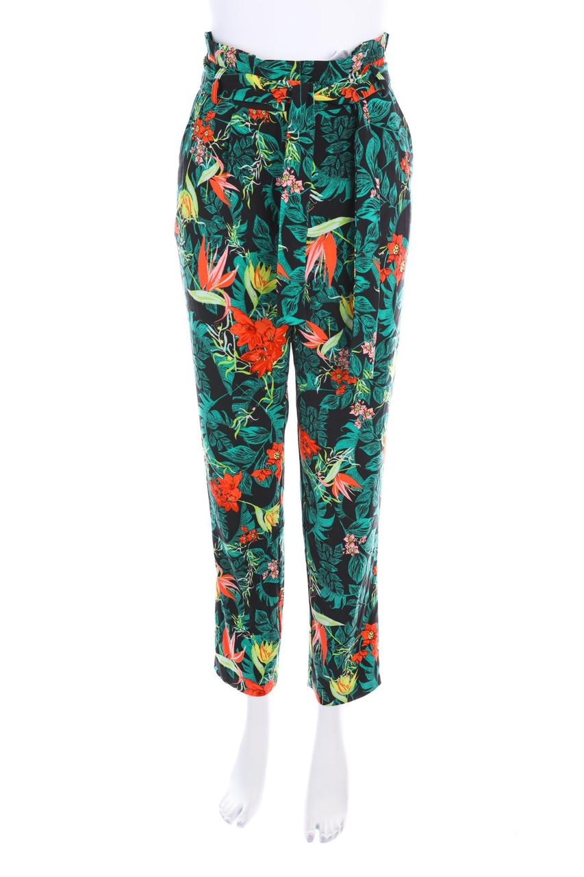 VILA - Hose mit Tropical Print zum Knoten - D 36