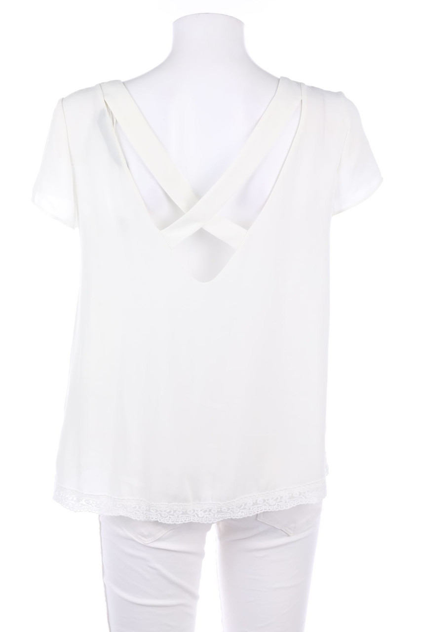 ZARA TRF - Kurzarm-Bluse im Layer Look mit Spitze - S