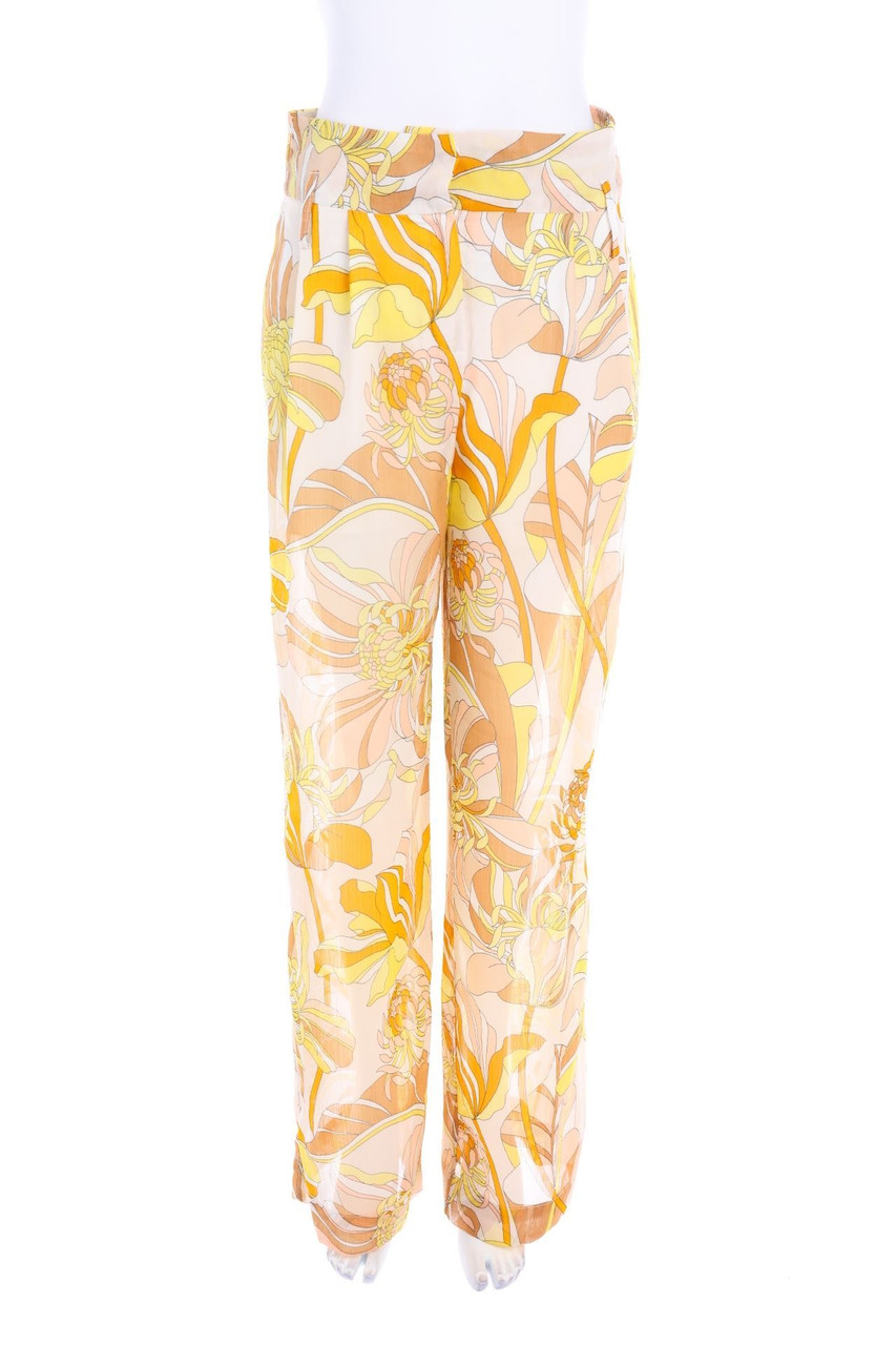 CAMAÏEU - Palazzo-Hose mit Blumen-Print im 70s-Style - D 36