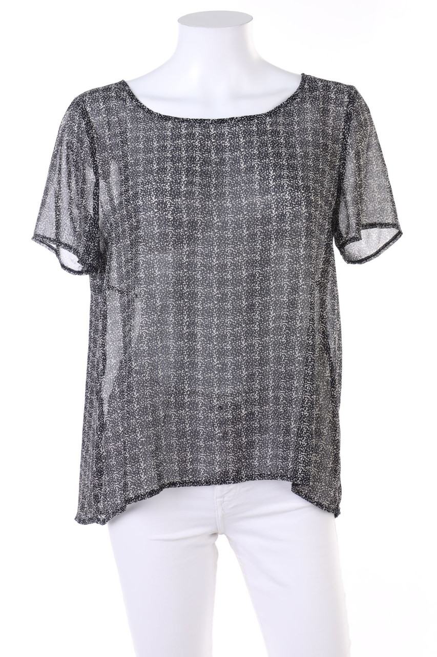 Ohne Label - Print-Kurzarm-Bluse - D 44