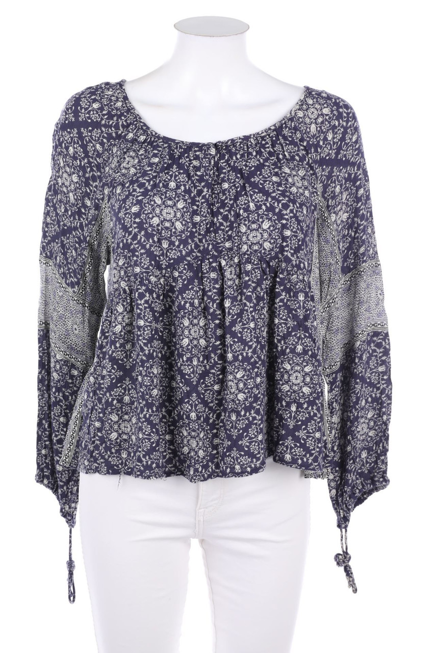ZARA TRF - Print-Bluse mit Keyhole - M