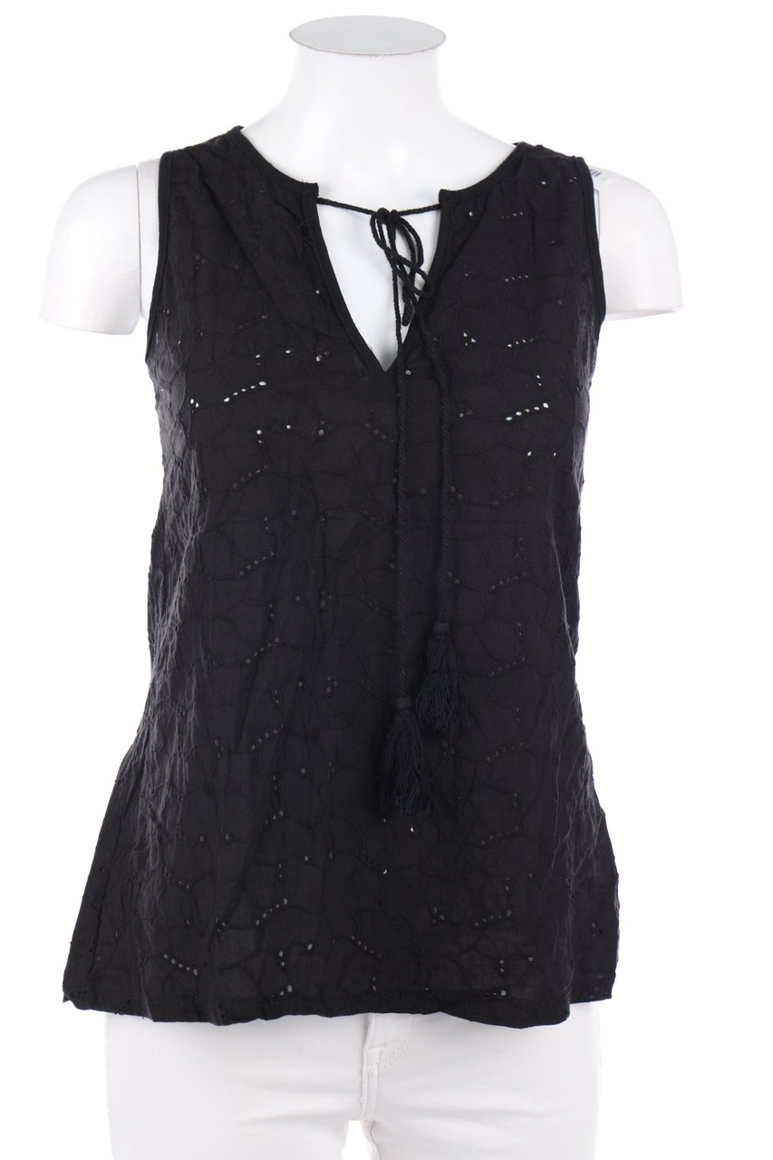Ohne Label - Spitzen-Blusentop mit Quasten - S