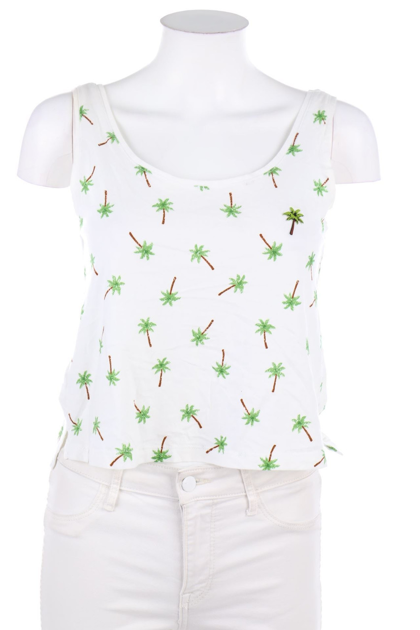 MANGO - Crop-Top mit Tropical Print - XXS