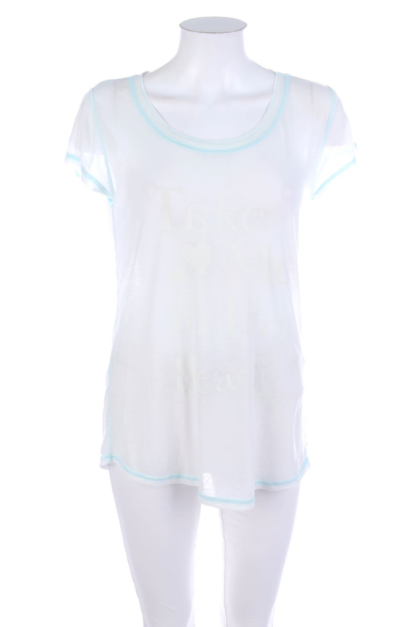 MANGO JEANS - Kurzarm-Shirt mit Statement-Print - S