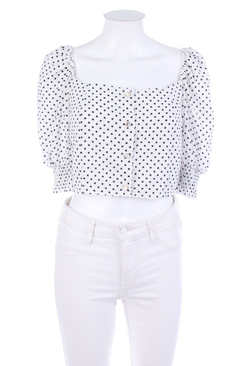 Boohoo - Polka Dot-Kurzarm-Bluse mit Puffärmeln - D 40