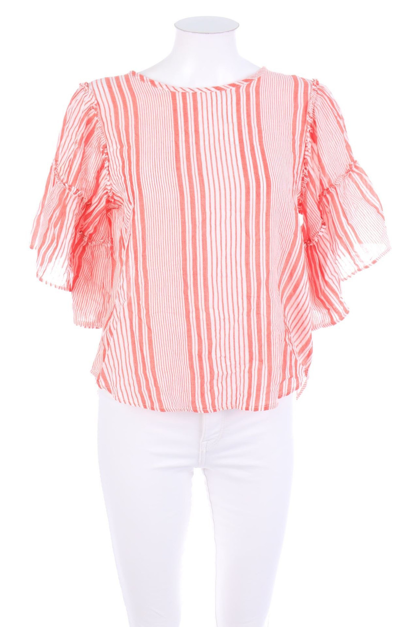 H&M - Streifen-Kurzarm-Bluse aus Baumwolle - D 36