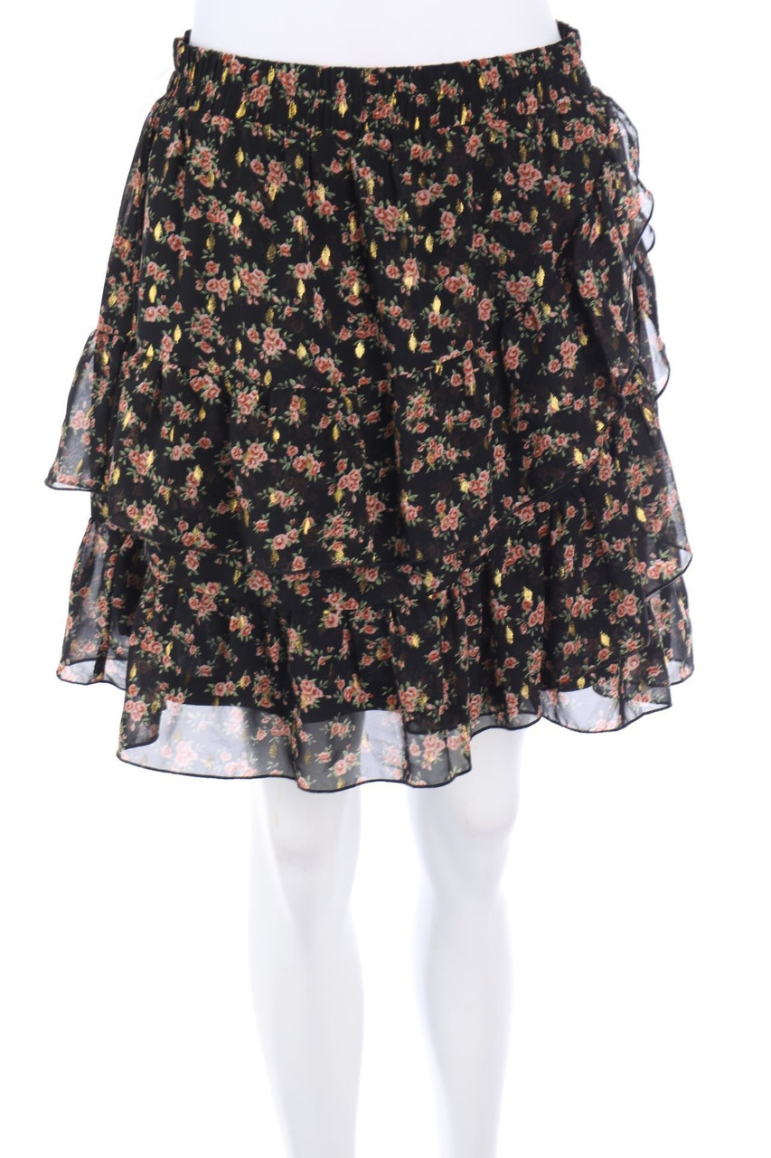 zebra - Minirock im Layer Look mit Blumen-Print - S