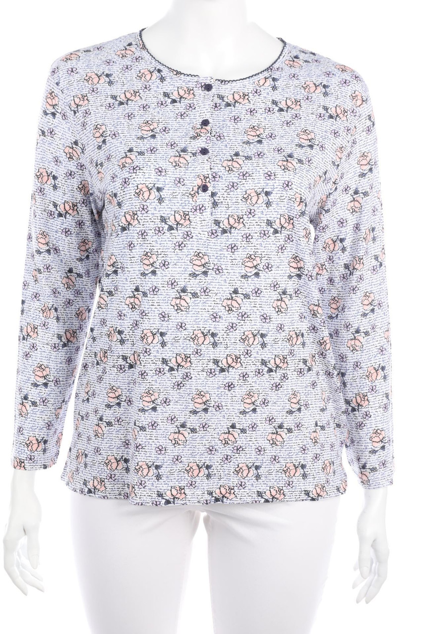 NKD - Pyjama-Longsleeve-Shirt mit Blumen-Print - D 48-50