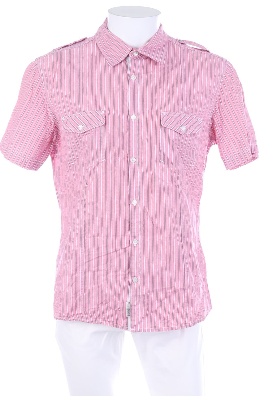 ESPRIT - gestreiftes Kurzarm-Hemd mit aufgesetzten Taschen - L